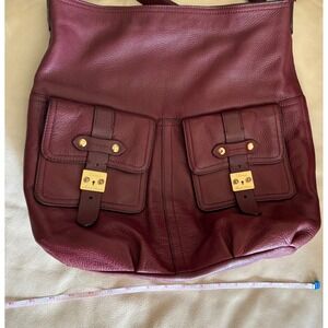 Lauren Ralph Lauren Governors Lodge Hobo Burgundy Leather Shoulder Purse Handbag